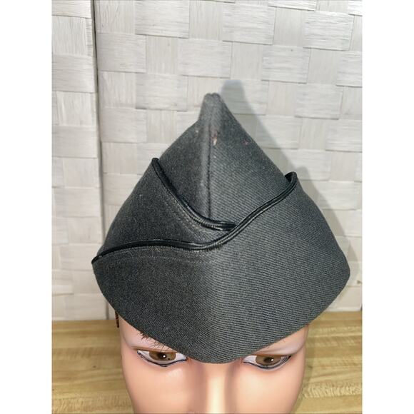 Vintage 1958 US ARMY MEN'S DRESS GREEN Garrison Wool CAP UNIFORM Envelope Hat - Picture 2 of 9